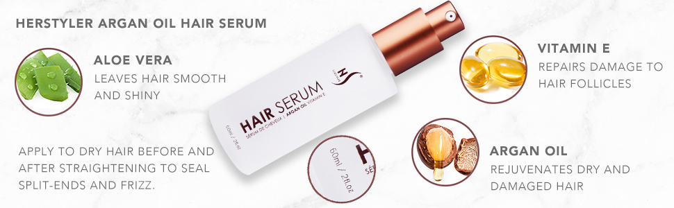 Herstyler Argan Oil Hair Serum Argan Oil Aloe Vera Vitamin E Hair Straightener Hair Moisturizer