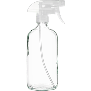 16oz Clear Glass Spray Bottle with Durable Clear Spray Nozzle - BPA Free and Lead Free - Mist Stream