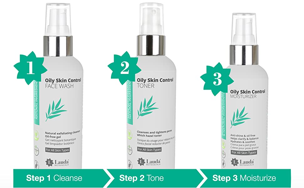 acne kit skincare regimen natural organic vegan oil and blemish control face wash toner moisturizer