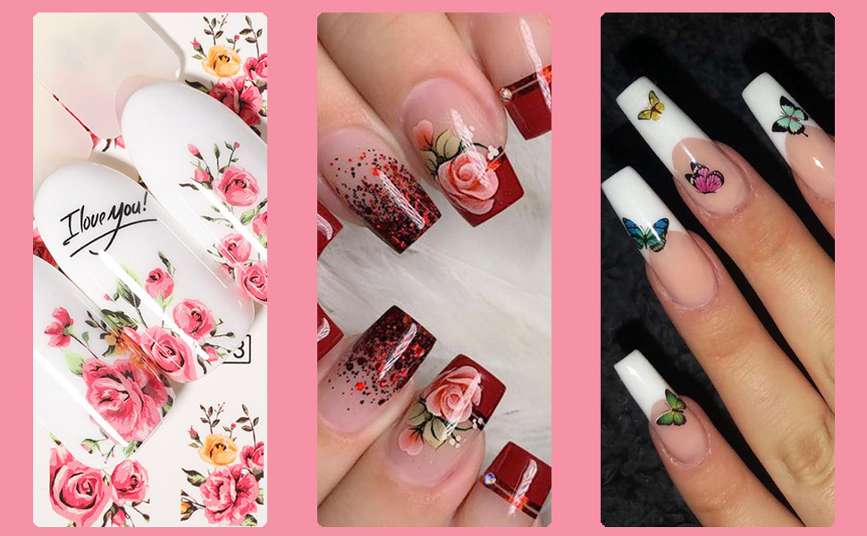 Colorful Transfer Watermark Nail Stickers