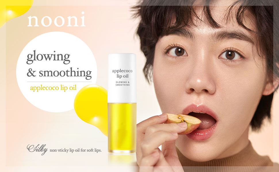 nooni, applecoco lip oil, korean lip, tinted lip oil, dry lips
