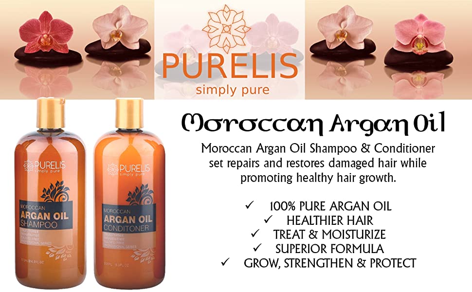 Moroccan Argan Oil Shampoo & Conditioner set repairs and restores damaged hair