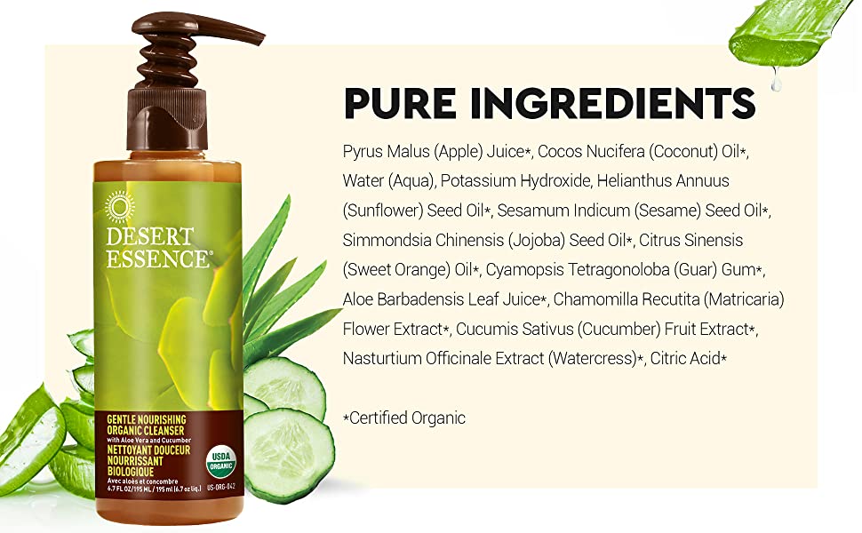 Desert Essence Gentle Nourishing Organic Cleanser Ingredients,Organic Cleanser,Gentle Organic Cleans
