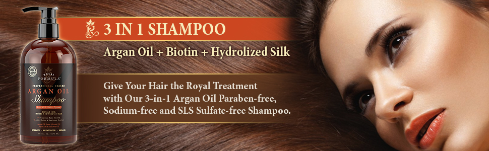 Royal Formula Argan Oil Shampoo with Biotin, Hydrolyzed Silk and Argan Oil for Women, Men, Kids