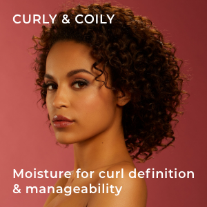 model with curly, coily hair