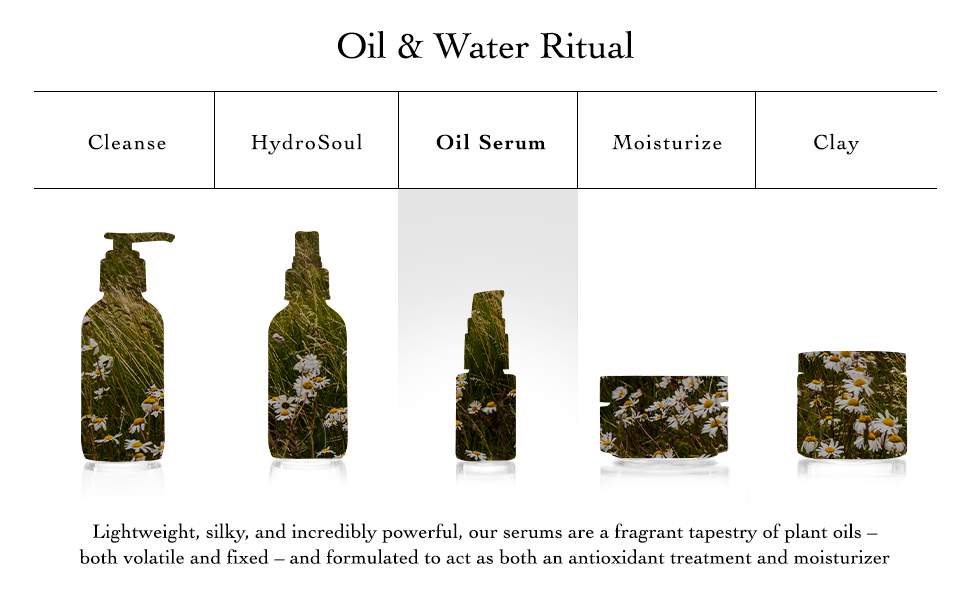 Oil and Water Ritual, Cleanse, HydroSoul, Oil Serum, Moisturize, Clay Masks