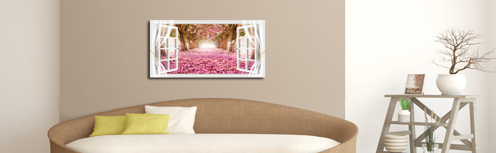 pink flower  trees wall decor
