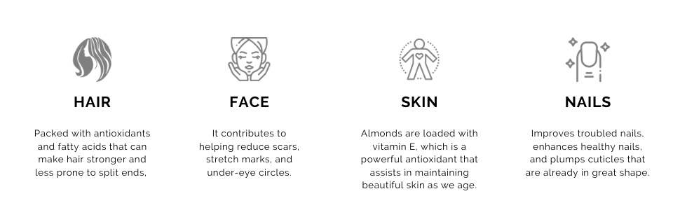sweet almond for hair face skin treatment nails hair growth split ends moisturizer serum cream oil