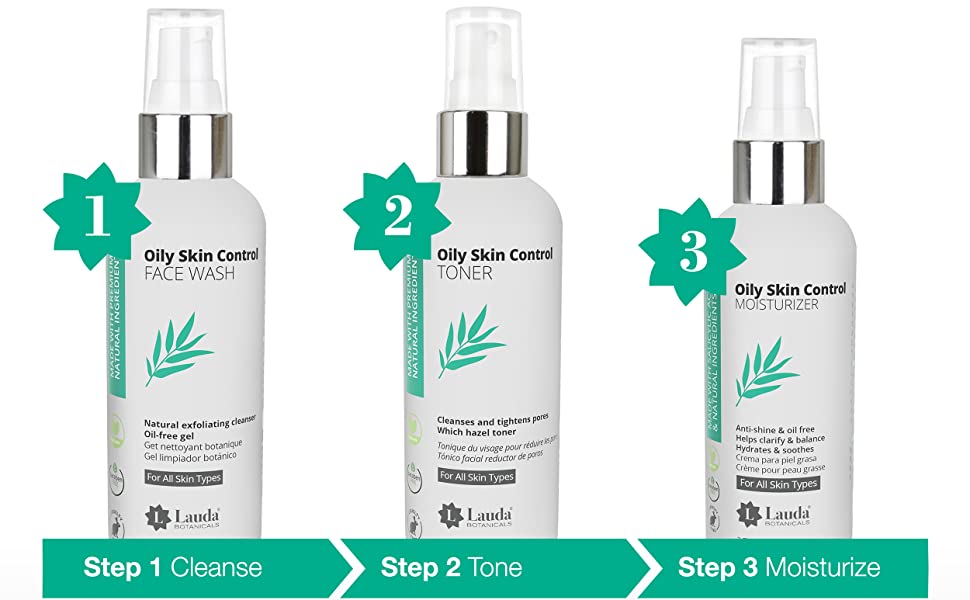 acne kit skincare regimen natural organic vegan oil blemish skin control face wash toner moisturizer