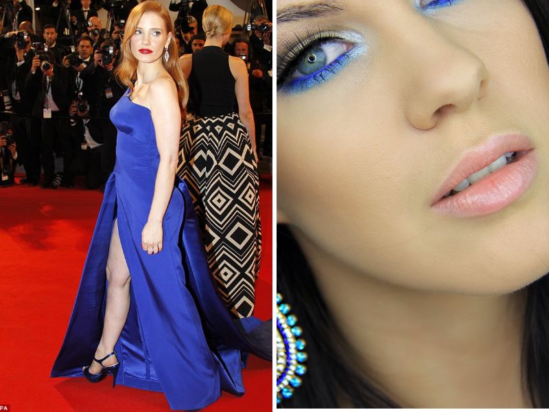 makeup ideas for royal blue dress
