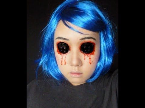 scary makeup ideas with button eyes