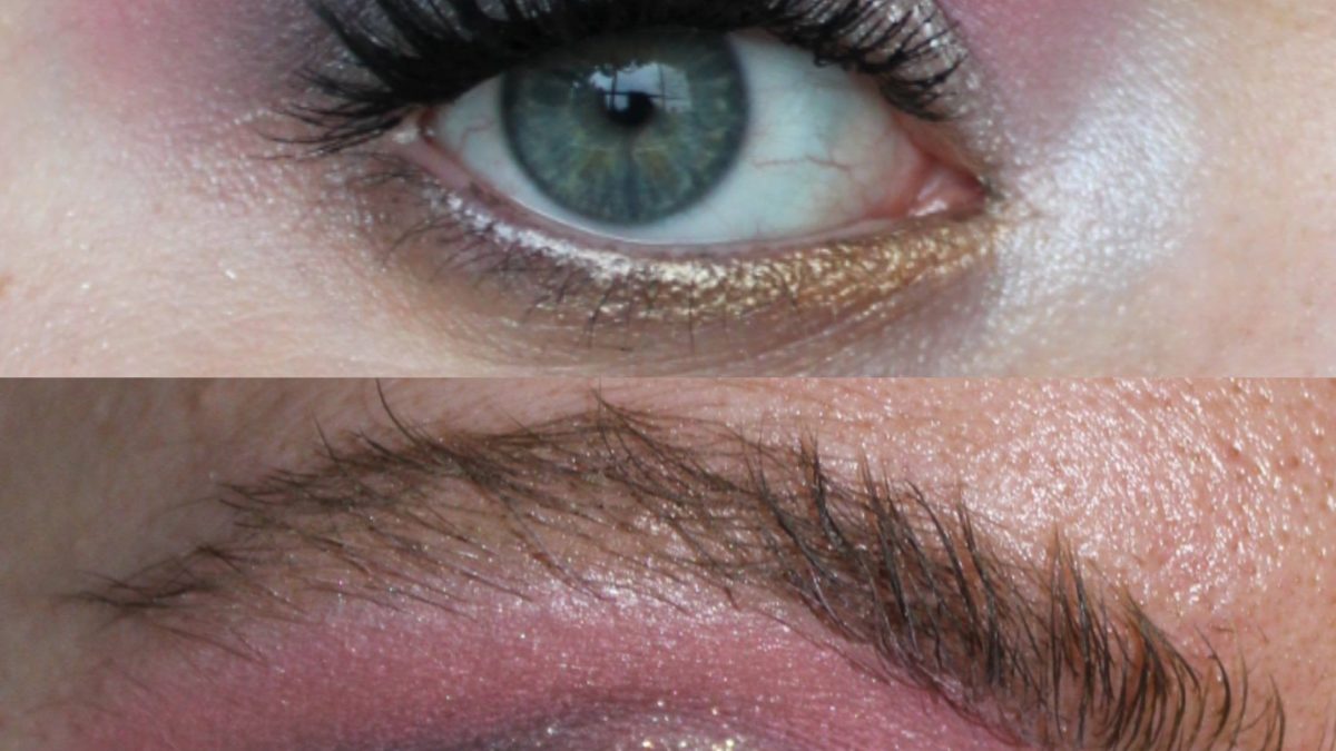 MOTD 18.03.21 – Silver look / slightly smoky glitter with gold accent and baby pink pleat / Without flash vs with flash